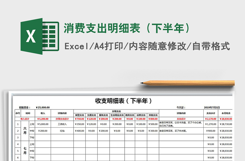 2021年消费支出明细表（下半年）