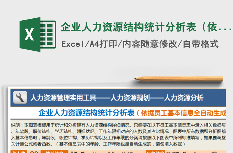 2021年企業(yè)人力資源結(jié)構(gòu)統(tǒng)計分析表(依據(jù)基本信息自動生成)