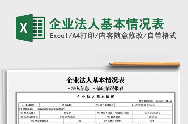 2021企业法人基本情况表免费下载