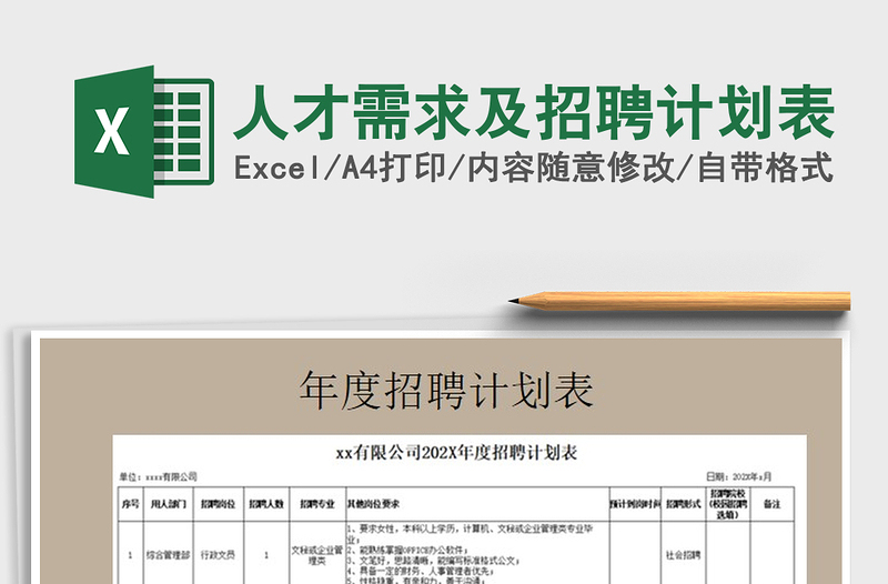 2022年人才需求及招聘計劃表免費下載
