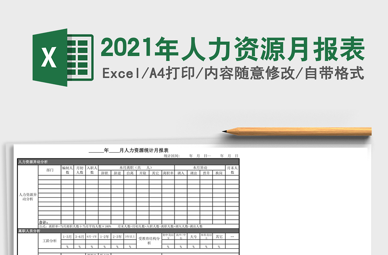 2021年人力資源月報表