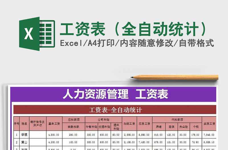 2021年工資表(全自動統(tǒng)計)