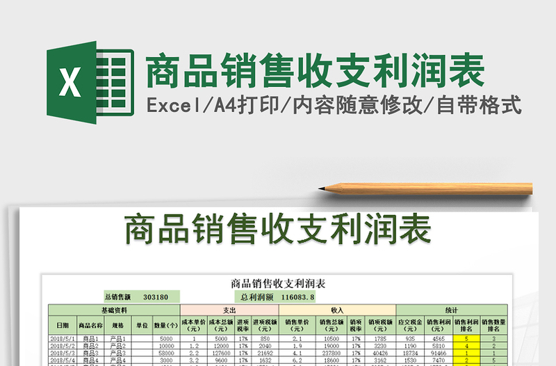 2021年商品銷售收支利潤(rùn)表