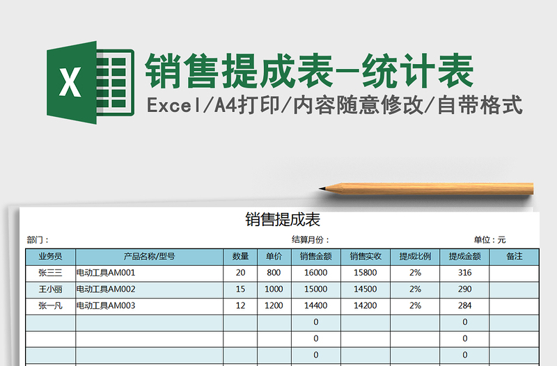 2021年销售提成表-统计表