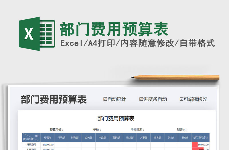 2021年部門費用預算表