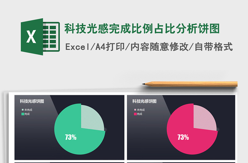 2021年科技光感完成比例占比分析饼图