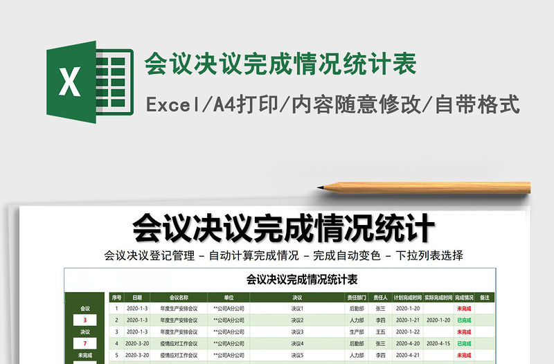 2021年會(huì)議決議完成情況統(tǒng)計(jì)表免費(fèi)下載