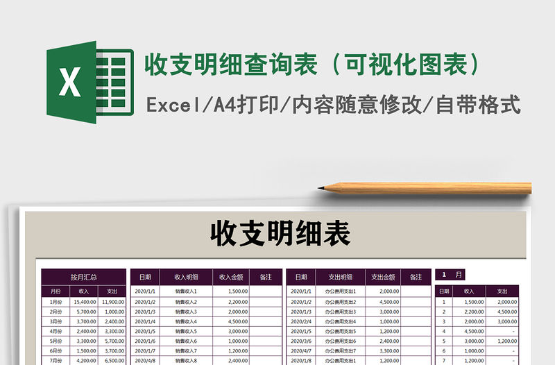 2021年收支明細查詢表（可視化圖表）