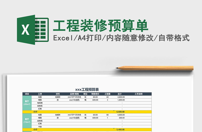 2021年工程装修预算单