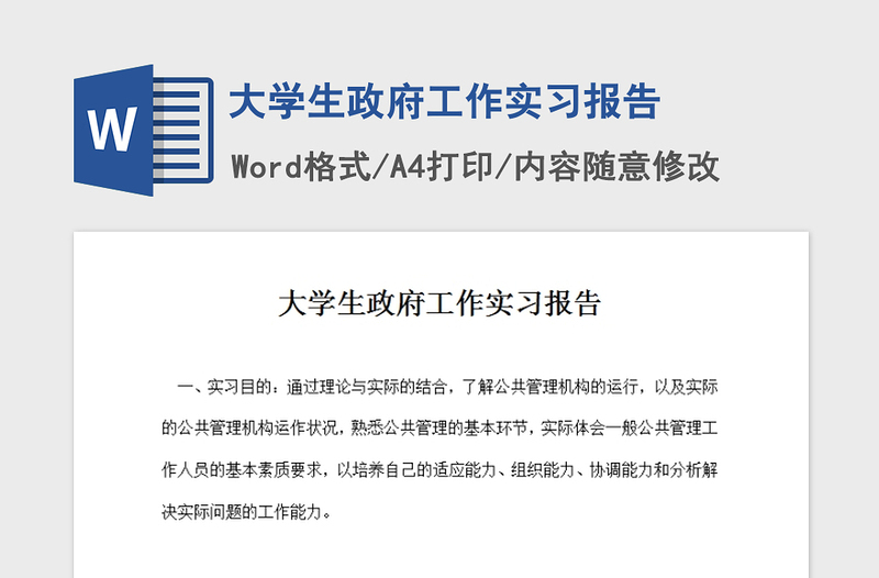 2021年大學(xué)生政府工作實習(xí)報告