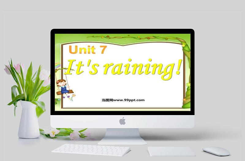 It is raining英語課件PPT模板