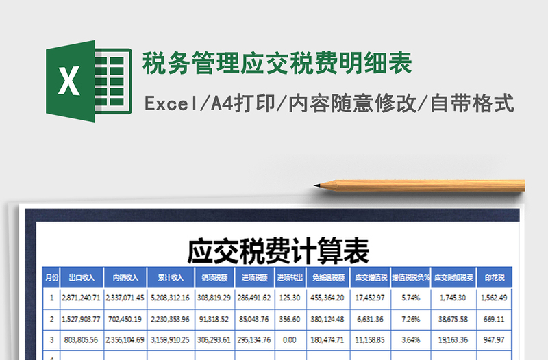 2021年税务管理应交税费明细表