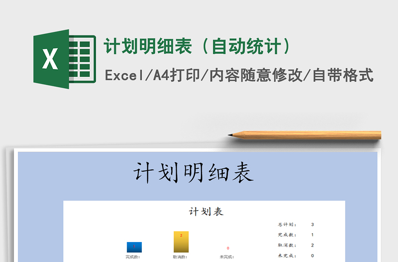 2022計劃明細表(自動統(tǒng)計)免費下載