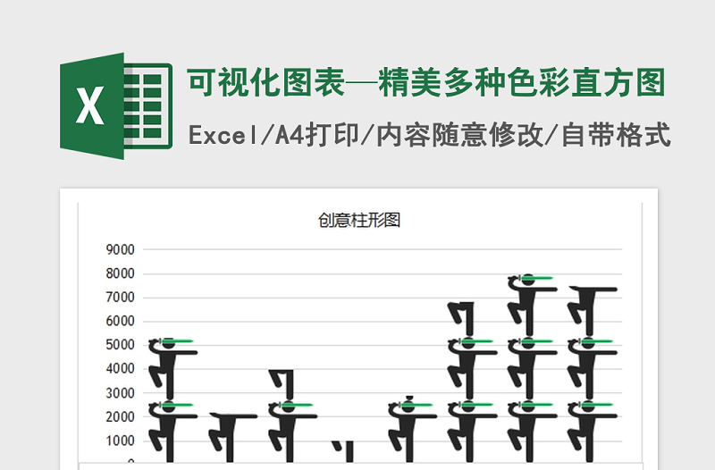 2022年可視化圖表—精美多種色彩直方圖免費下載