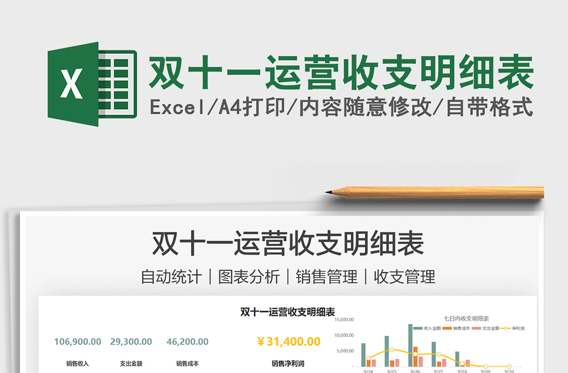 2021雙十一運營收支明細表免費下載