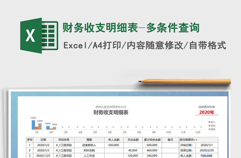 2021年财务收支明细表-多条件查询