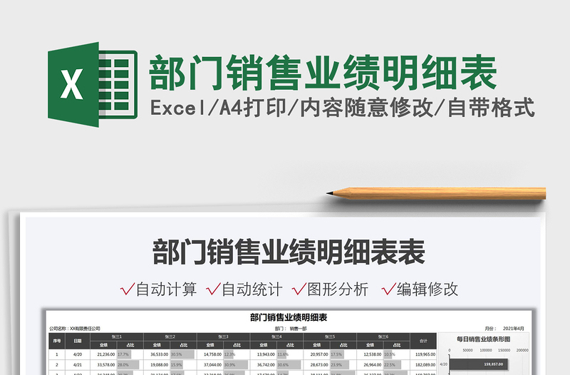 2021部門銷售業(yè)績明細表免費下載
