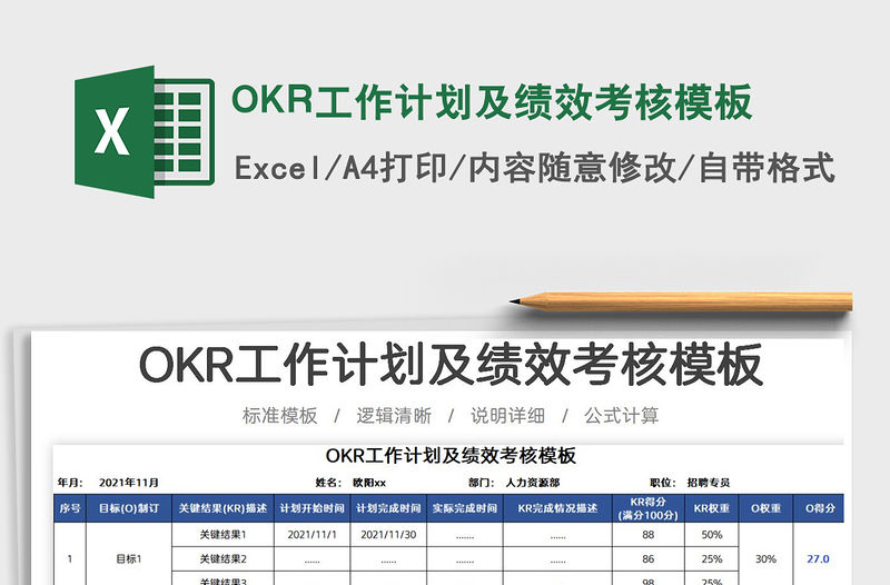2022OKR工作計劃及績效考核模板免費下載