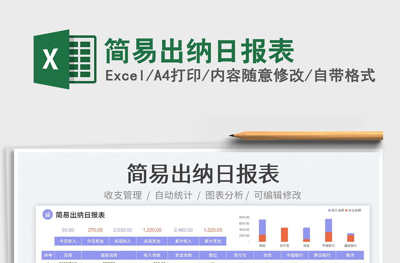 2023简易出纳日报表免费下载