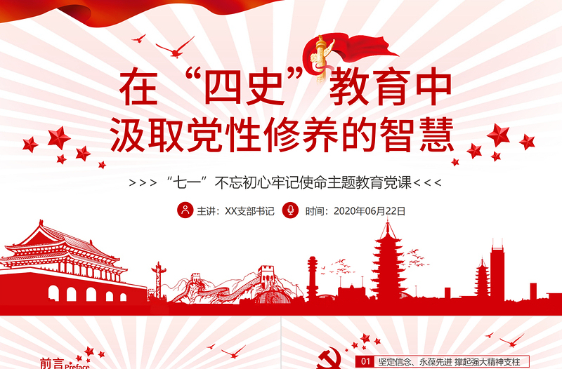 在“四史”教育中汲取黨性修養(yǎng)的智慧PPT模板