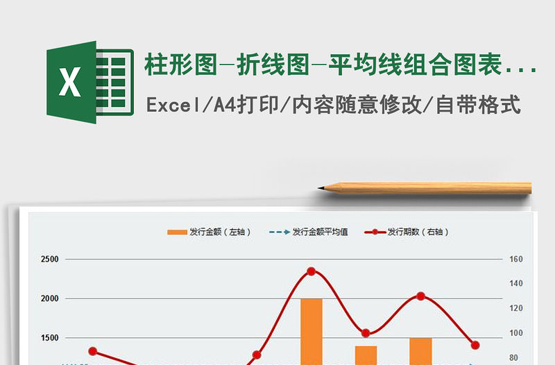 2021年柱形圖-折線圖-平均線組合圖表（紅黃色）