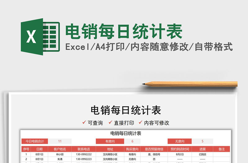 2022電銷每日統計表免費下載