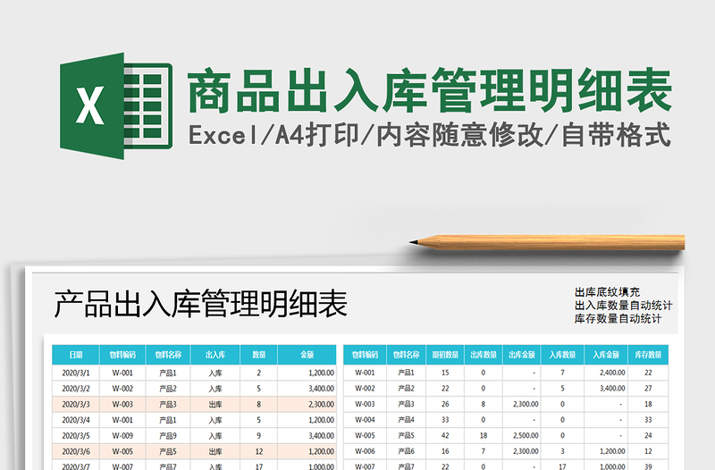 2021年商品出入庫管理明細(xì)表
