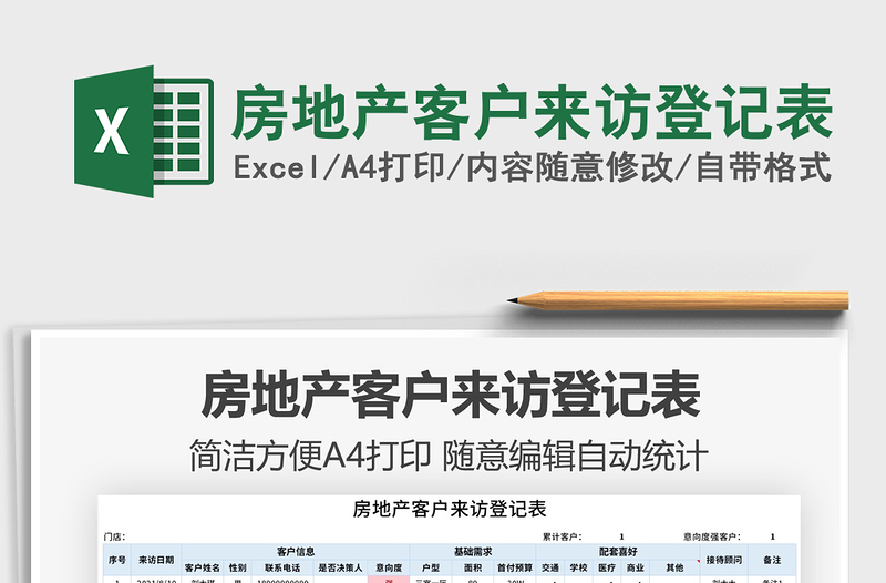2022房地產(chǎn)客戶來(lái)訪登記表免費(fèi)下載