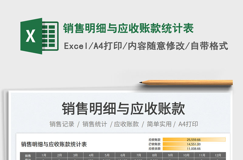 2023銷售明細與應收賬款統計表免費下載