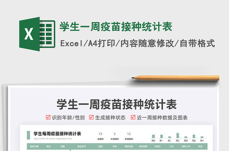 2022學生一周疫苗接種統計表免費下載