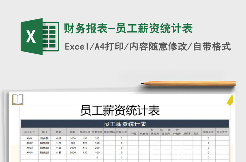 2022年財務報表-員工薪資統(tǒng)計表免費下載