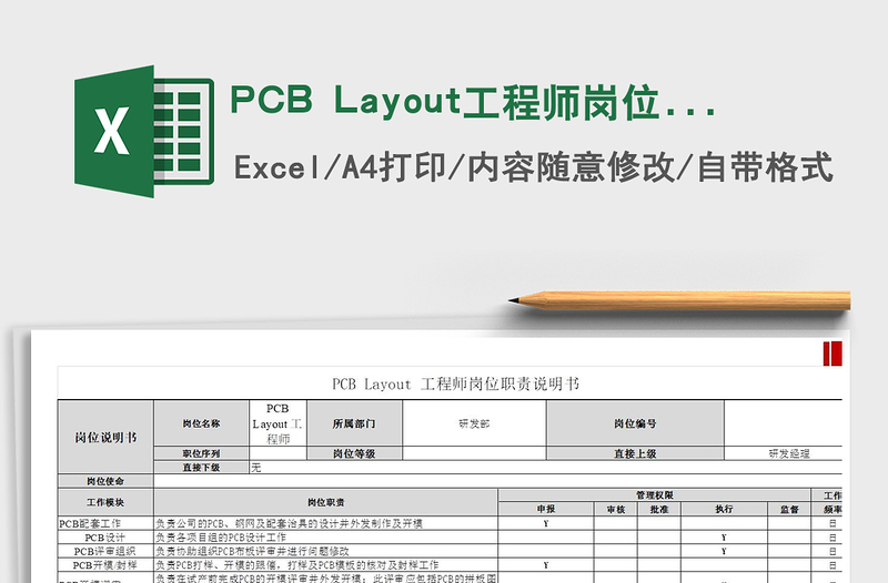 2022PCB Layout工程师岗位职责说明书免费下载