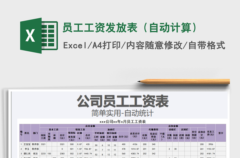 2021年員工工資發(fā)放表(自動計(jì)算)