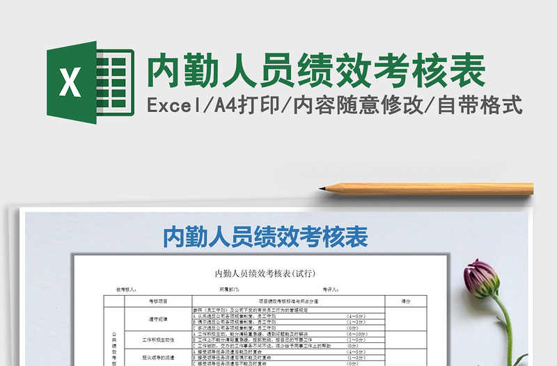 2022年内勤人员绩效考核表