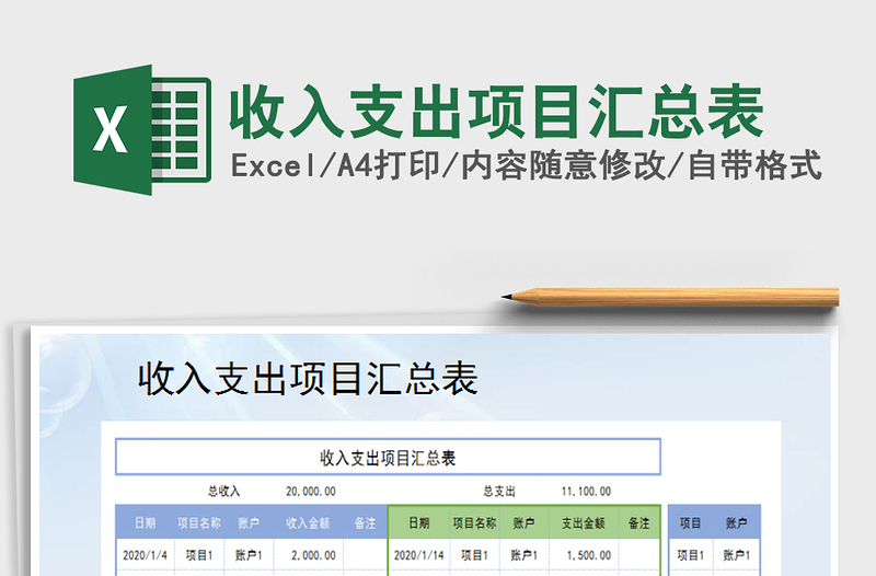 2021年收入支出項(xiàng)目匯總表