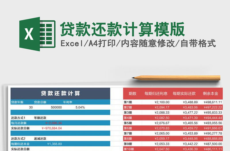 2021年貸款還款計(jì)算模版