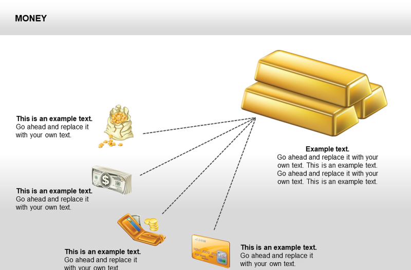 银行卡 金条 钱袋子 美元 硬币 金融理财相关ppt图表模板 (8)