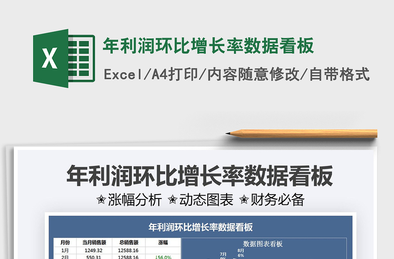2021年利潤(rùn)環(huán)比增長(zhǎng)率數(shù)據(jù)看板免費(fèi)下載