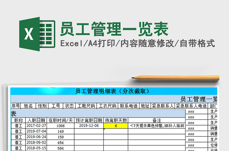 2021年員工管理一覽表