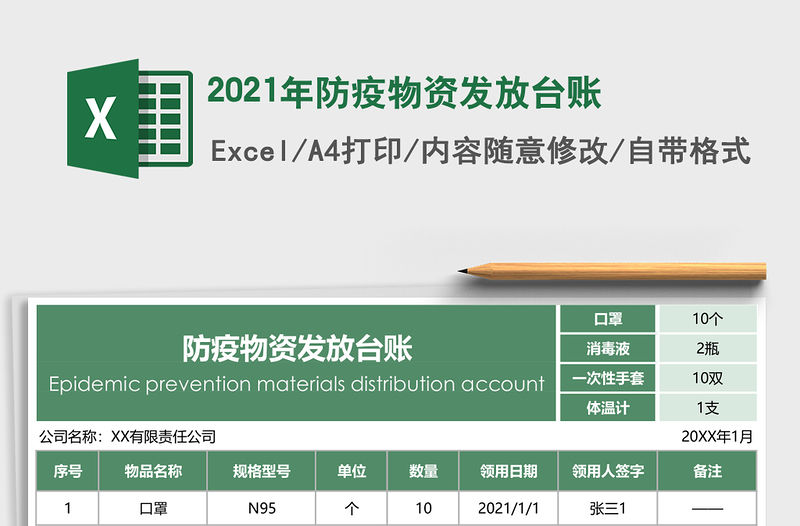 2021年防疫物資發放臺賬