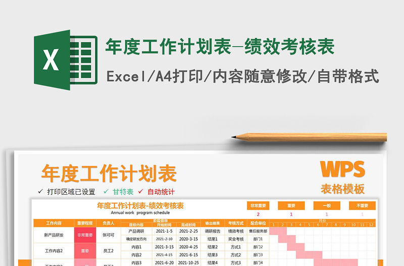 2021年年度工作計劃表-績效考核表