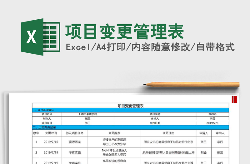 2021年项目变更管理表