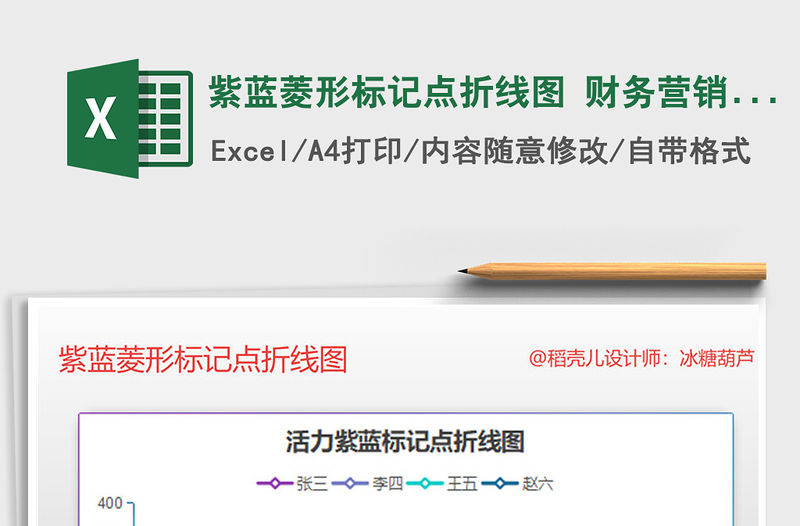 2021年紫藍(lán)菱形標(biāo)記點(diǎn)折線圖 財務(wù)營銷趨勢對比