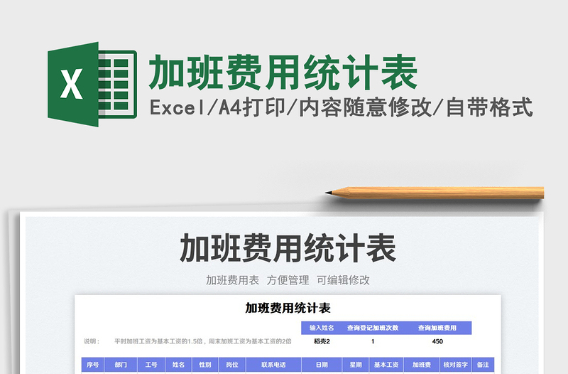 加班費(fèi)用統(tǒng)計(jì)表