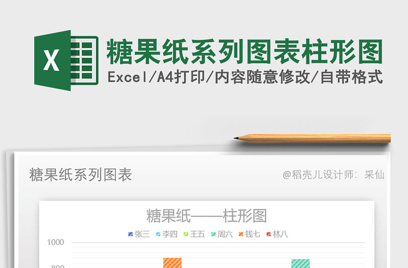 2022糖果紙系列圖表柱形圖免費下載