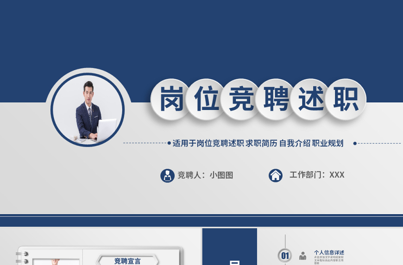 原創(chuàng)大氣簡約自我介紹崗位競聘ppt模板