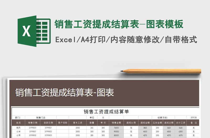 2021年銷售工資提成結(jié)算表-圖表模板