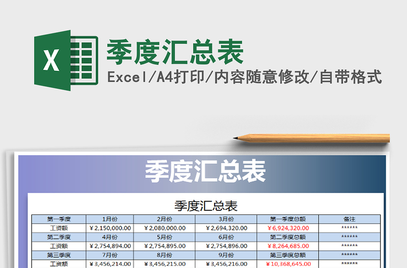 2021年季度汇总表