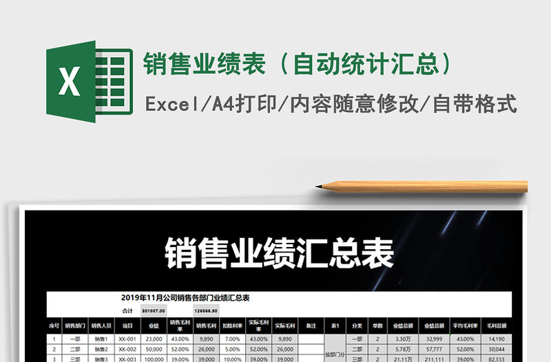 2021年銷售業績表（自動統計匯總）