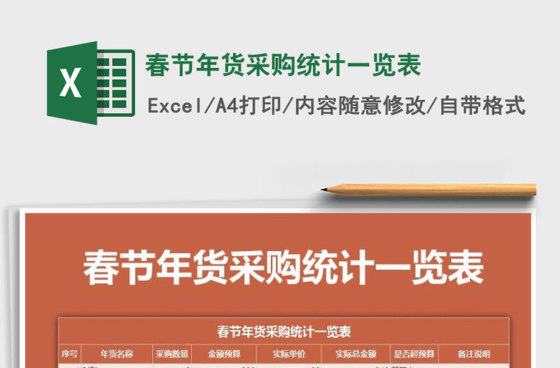 2021年春節年貨采購統計一覽表